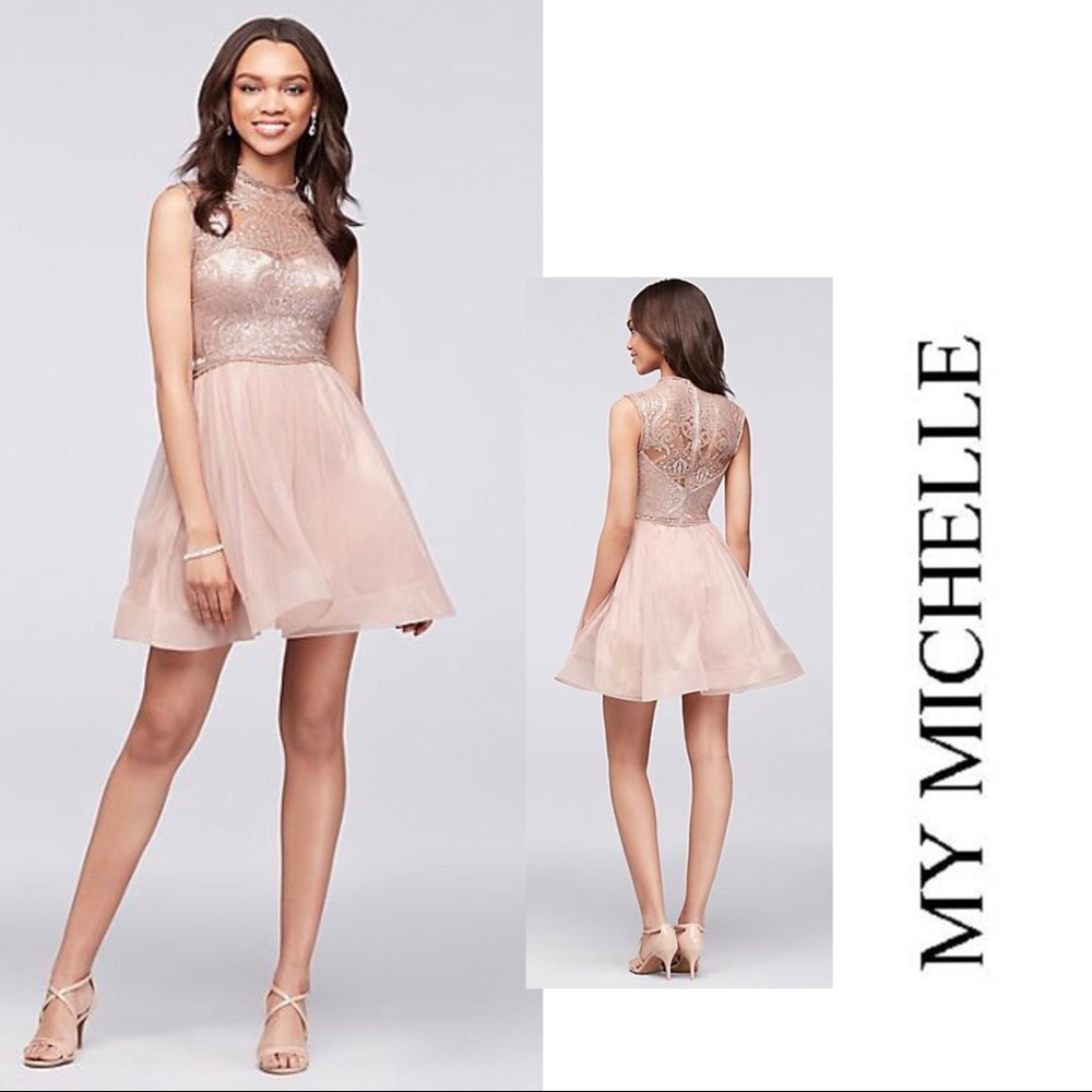 NEW My Michelle Blush Pink Prom Wedding Cocktail Dress Size 15